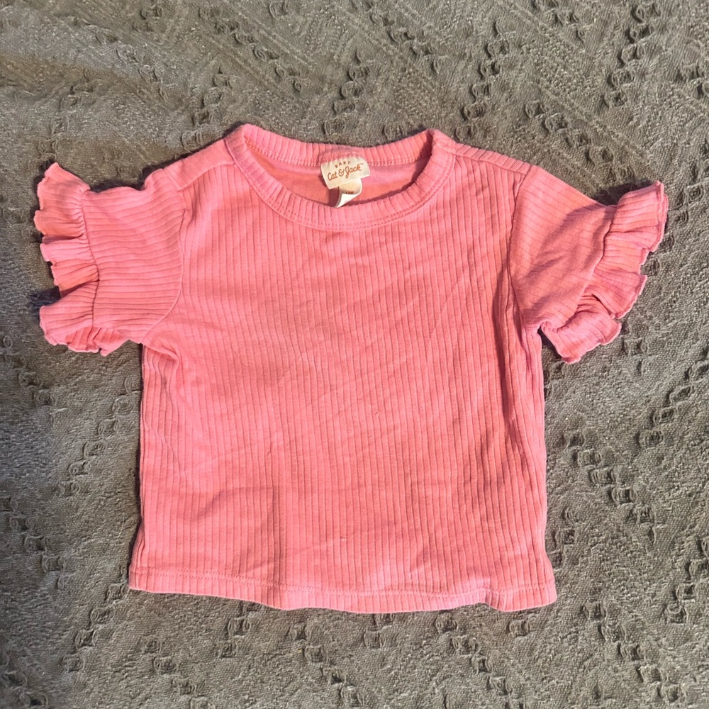 Cat & Jack Pink Ruffle Sleeve Tee